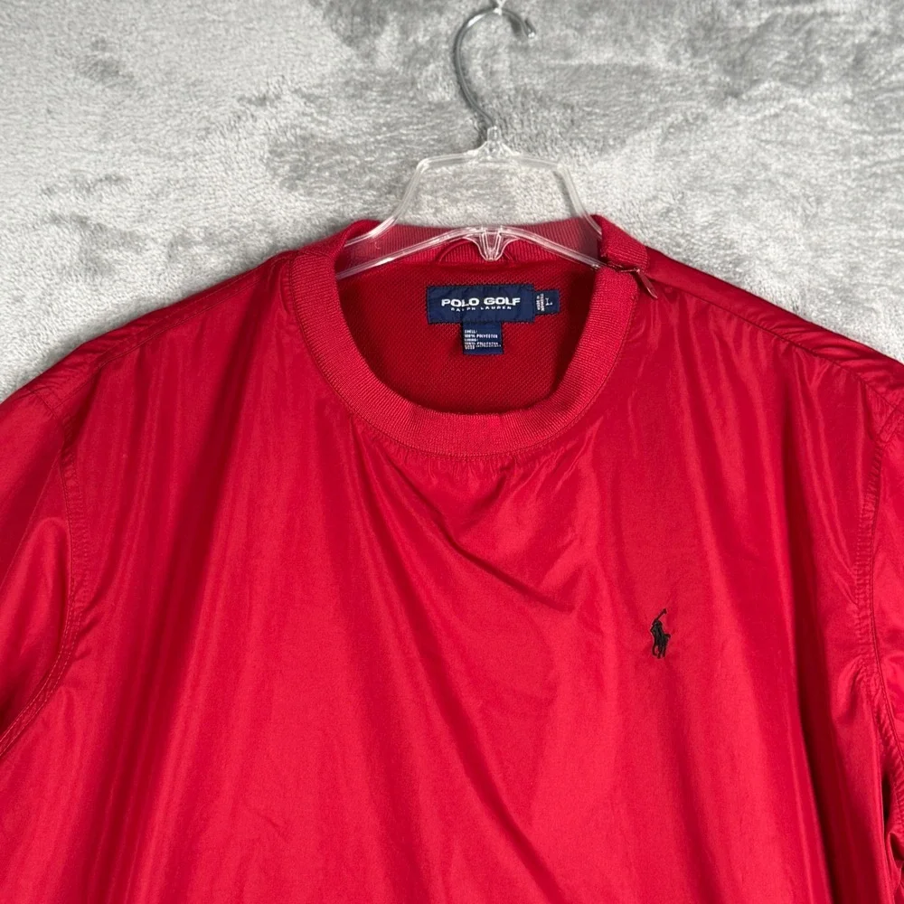 Polo Golf Ralph Lauren Pullover Jacket Mens L Red‎ Short Sleeve Windbreaker